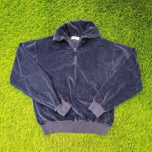 Vintage 80s MOD Velour 1/2 Zip Sweater Small 18x20 Talon Crop